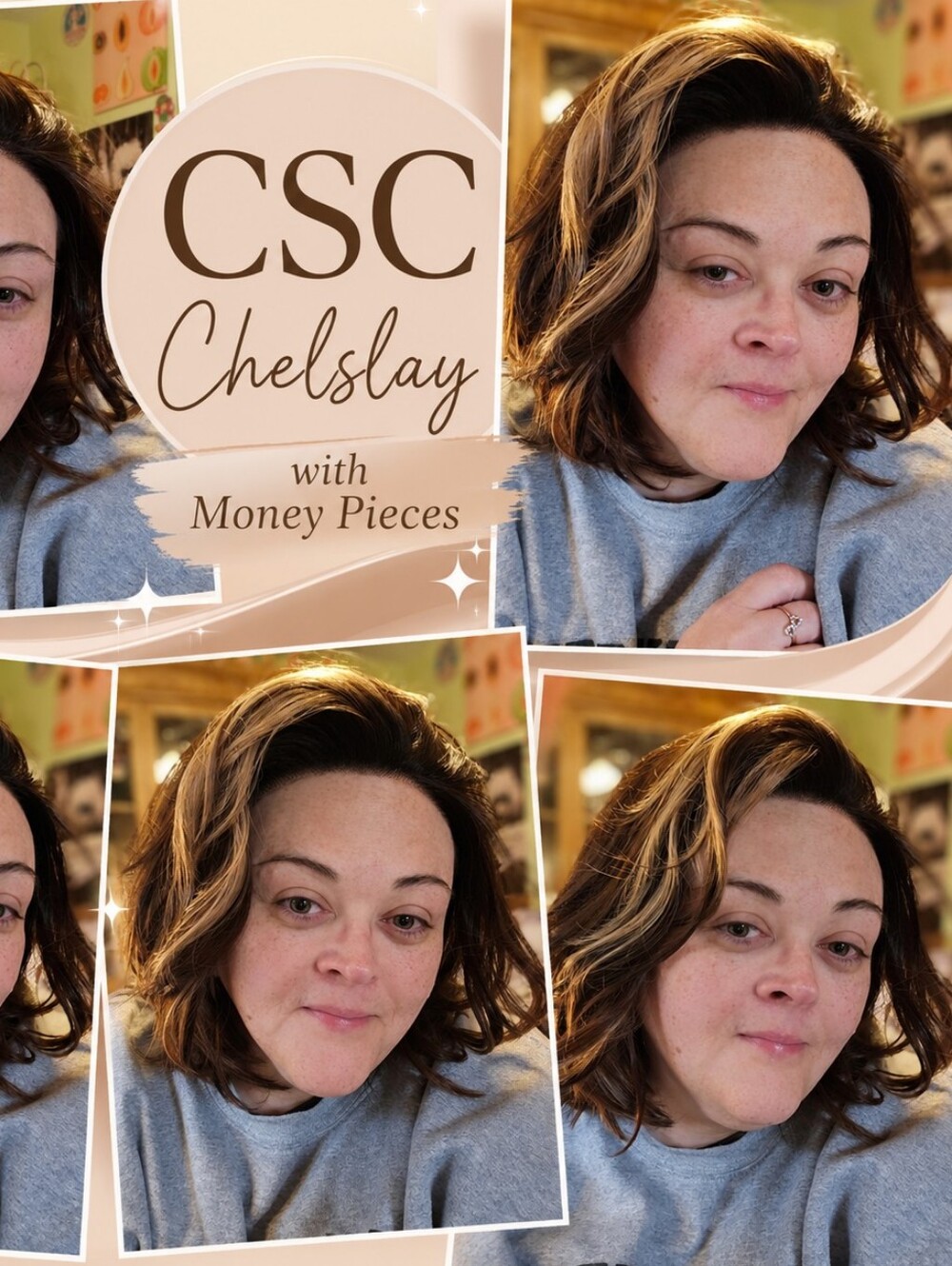CSC Chelslay Wig with Money Pieces - Brown with Blonde Highlights, NEW STANDARD